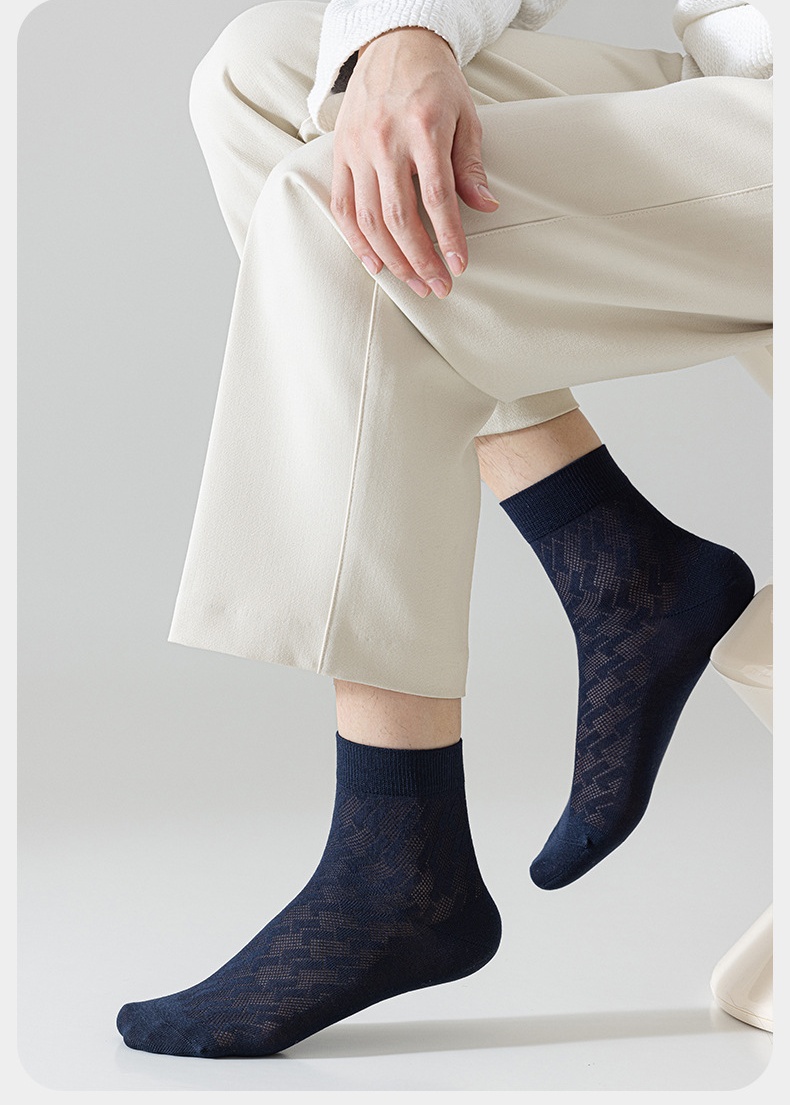 Mens Patterned Crew Mesh Summer Cool Socks Cotton Blend 1 bag include 5 pairs